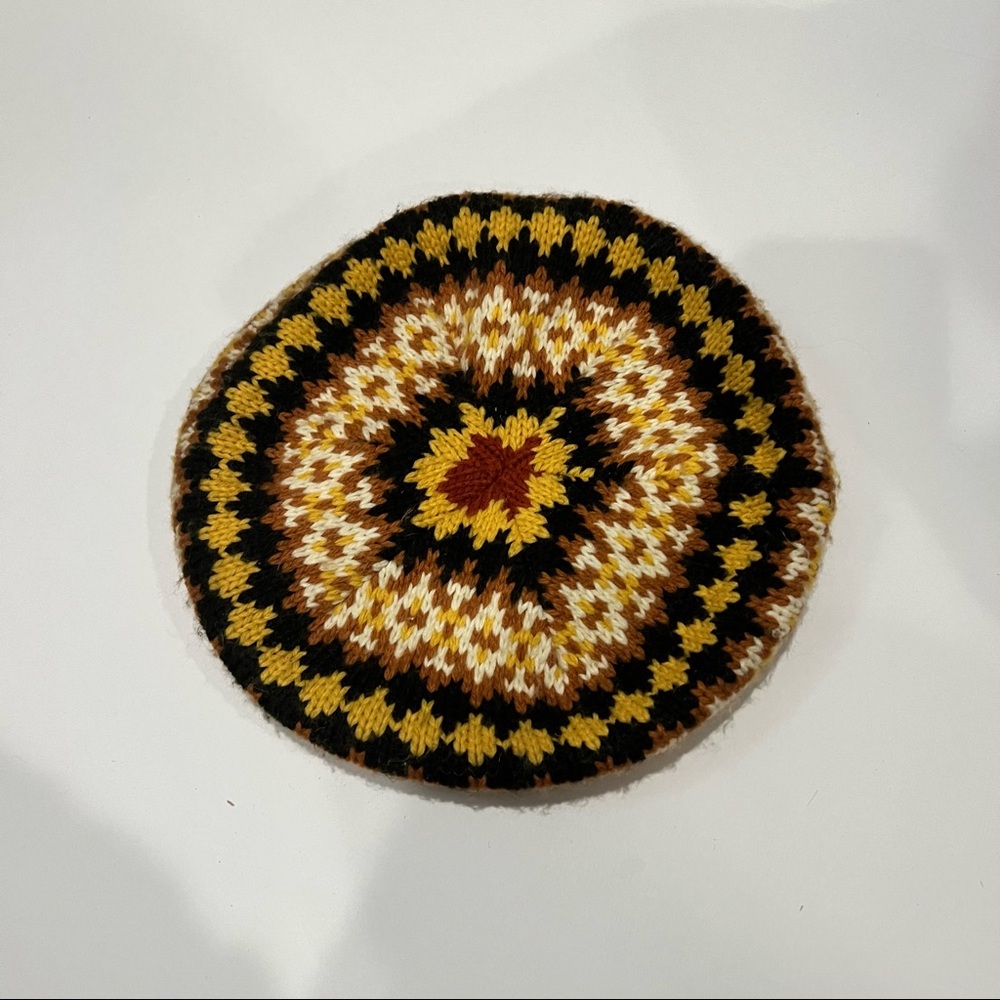 Vintage knit cotton blend beret